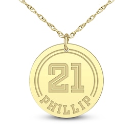 High-Polish Personalized Name & Number Pendant Necklace 14K Yellow Gold 22"