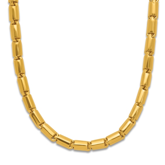 High-Polish Barrel Chain Necklace 24K Yellow Gold 24" 3.2mm