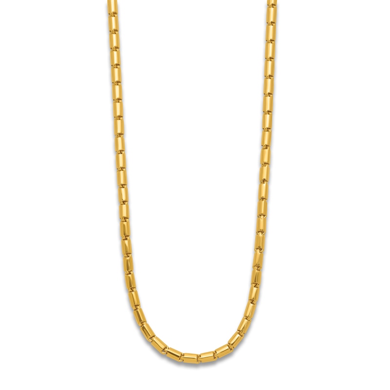 Main Image 2 of High-Polish Barrel Chain Necklace 24K Yellow Gold 24" 3.2mm