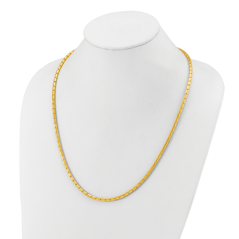 Main Image 3 of High-Polish Barrel Chain Necklace 24K Yellow Gold 24" 3.2mm