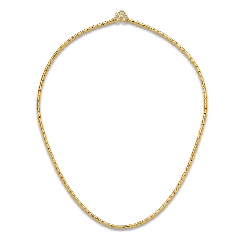 Main Image 4 of High-Polish Barrel Chain Necklace 24K Yellow Gold 24" 3.2mm