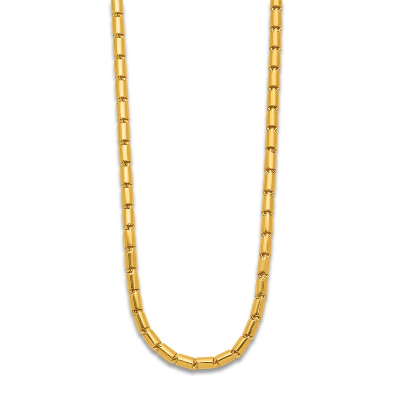 Main Image 2 of High-Polish Barrel Chain Necklace 24K Yellow Gold 18" 4.3mm