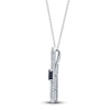 Thumbnail Image 2 of Rectangle-Cut Natural Blue Sapphire & Diamond Pendant  Necklace 1/4 ct tw 14K White Gold 18"