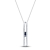 Thumbnail Image 3 of Rectangle-Cut Natural Blue Sapphire & Diamond Pendant  Necklace 1/4 ct tw 14K White Gold 18"