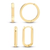 Thumbnail Image 1 of Oblong & Square Huggie Hoop Earring Set 14K Yellow Gold