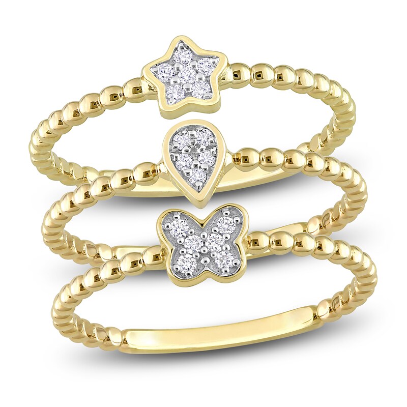 High-Polish 3-Piece Ring Set Diamond Accents 14K Yellow Gold