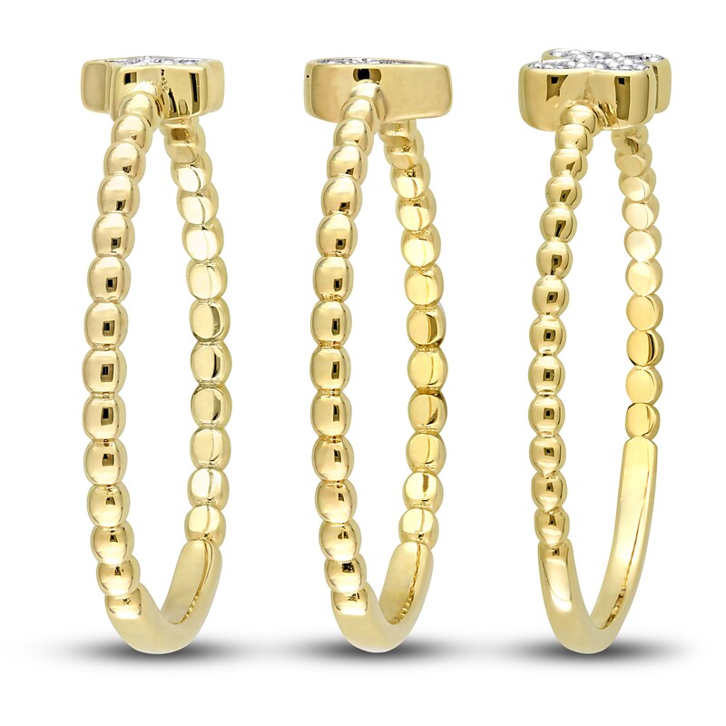 High-Polish 3-Piece Ring Set Diamond Accents 14K Yellow Gold