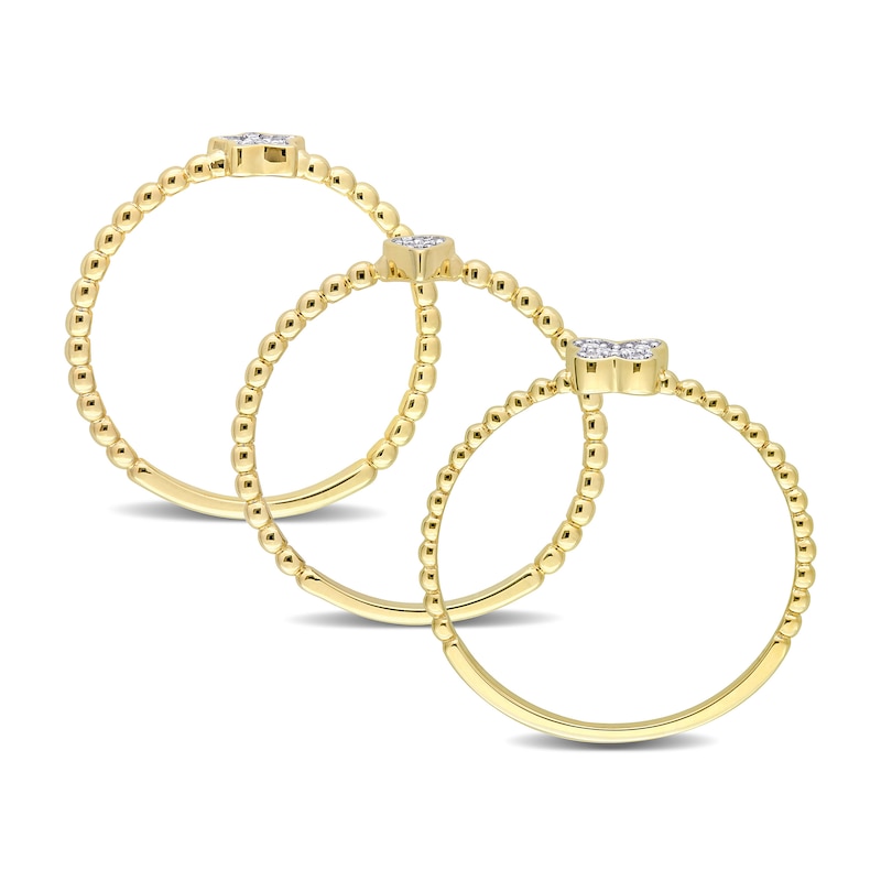 High-Polish 3-Piece Ring Set Diamond Accents 14K Yellow Gold