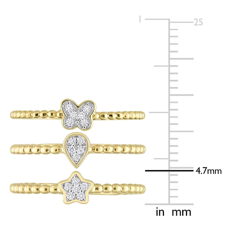 High-Polish 3-Piece Ring Set Diamond Accents 14K Yellow Gold