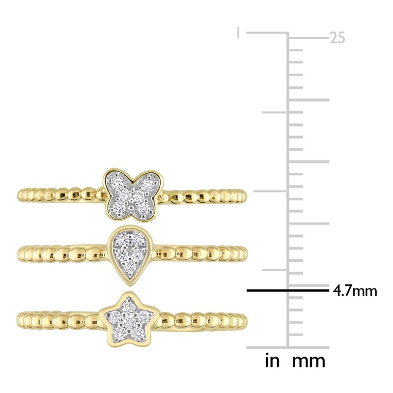 High-Polish 3-Piece Ring Set Diamond Accents 14K Yellow Gold