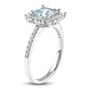Thumbnail Image 1 of Square-Cut Natural Aquamarine & Lab-Created White Sapphire Ring 3/8 ct tw Diamonds 14K White Gold