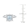 Thumbnail Image 3 of Square-Cut Natural Aquamarine & Lab-Created White Sapphire Ring 3/8 ct tw Diamonds 14K White Gold
