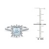 Thumbnail Image 3 of Square-Cut Natural Aquamarine & Lab-Created White Sapphire Ring 3/8 ct tw Diamonds 14K White Gold