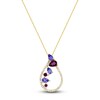 Thumbnail Image 1 of Natural Tanzanite, Garnet & Diamond Pendant Necklace 3/8 ct tw 10K Yellow Gold