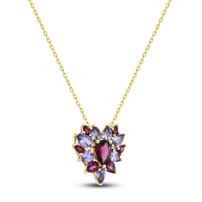 Main Image 2 of Natural Tanzanite, Garnet Necklace 10K Yellow Gold