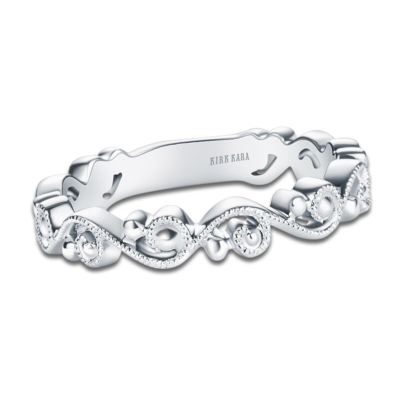 Main Image 1 of Kirk Kara Lace Milgrain Wedding Band Platinum