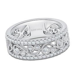 Kirk Kara Round Diamond 1/2 ct tw Wide Lace Wedding Band 18K White Gold