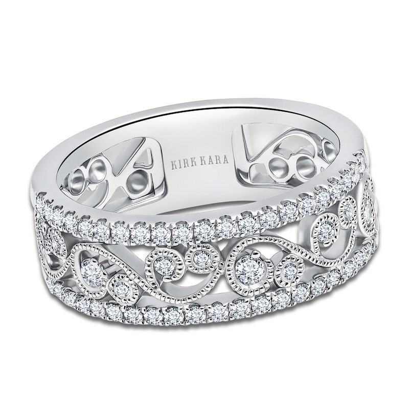 Main Image 1 of Kirk Kara Round Diamond 1/2 ct tw Wide Lace Wedding Band 18K White Gold