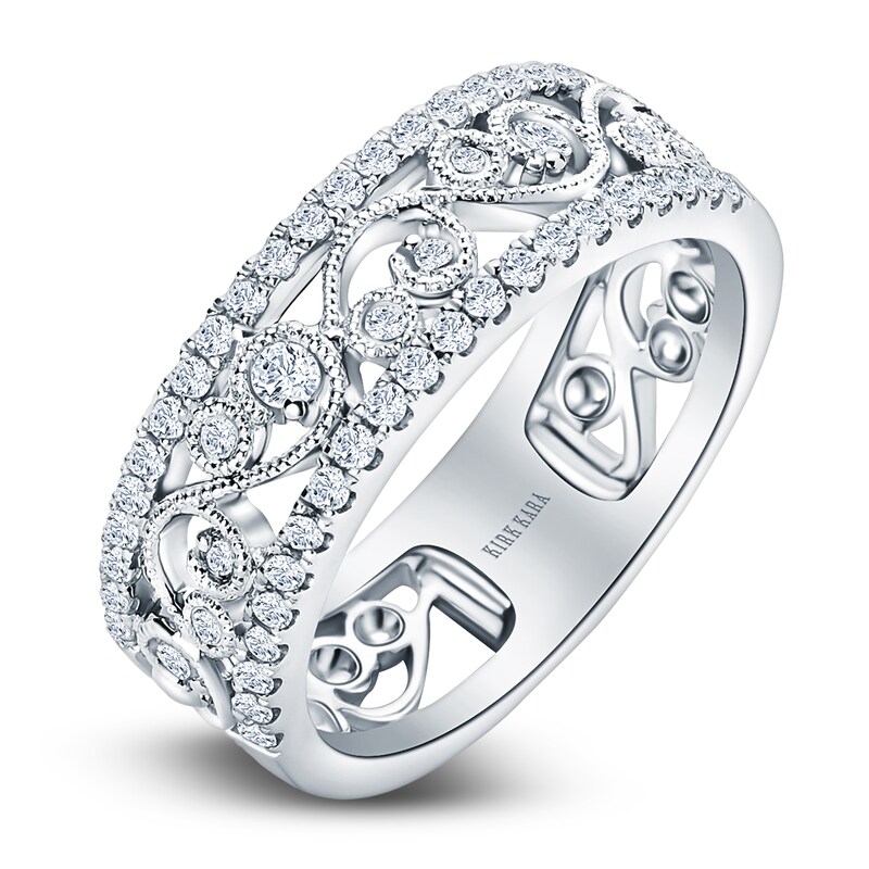 Main Image 2 of Kirk Kara Round Diamond 1/2 ct tw Wide Lace Wedding Band 18K White Gold