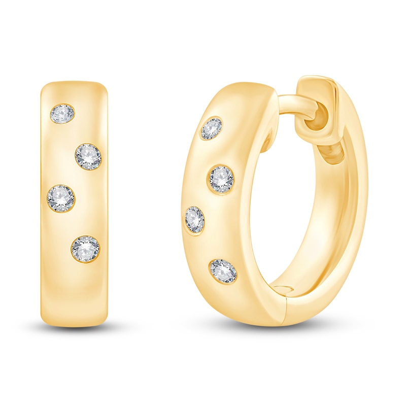 Children's Diamond Accent Bubble Huggie Hoop Earrings 14K Yellow Gold 10mm