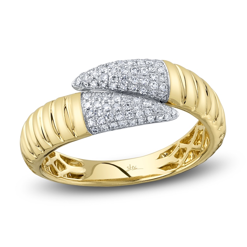 Main Image 1 of Shy Creation Diamond Bypass Tapered Ring 1/5 ct tw 14K Yellow Gold SC55026051RD