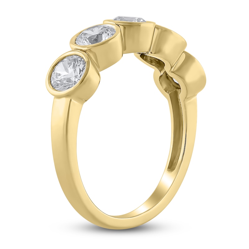 Main Image 2 of Lab-Grown Diamond Bezel-Set Five-Stone Anniversary Ring 1-1/2 ct tw 14K Yellow Gold