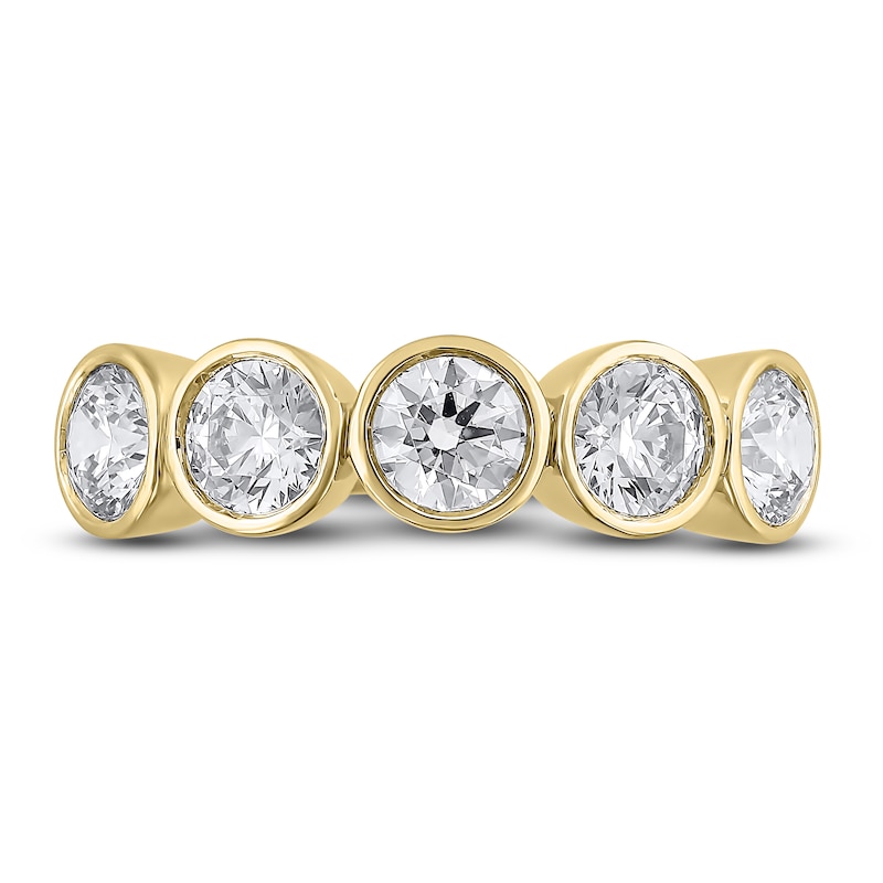 Main Image 3 of Lab-Grown Diamond Bezel-Set Five-Stone Anniversary Ring 1-1/2 ct tw 14K Yellow Gold