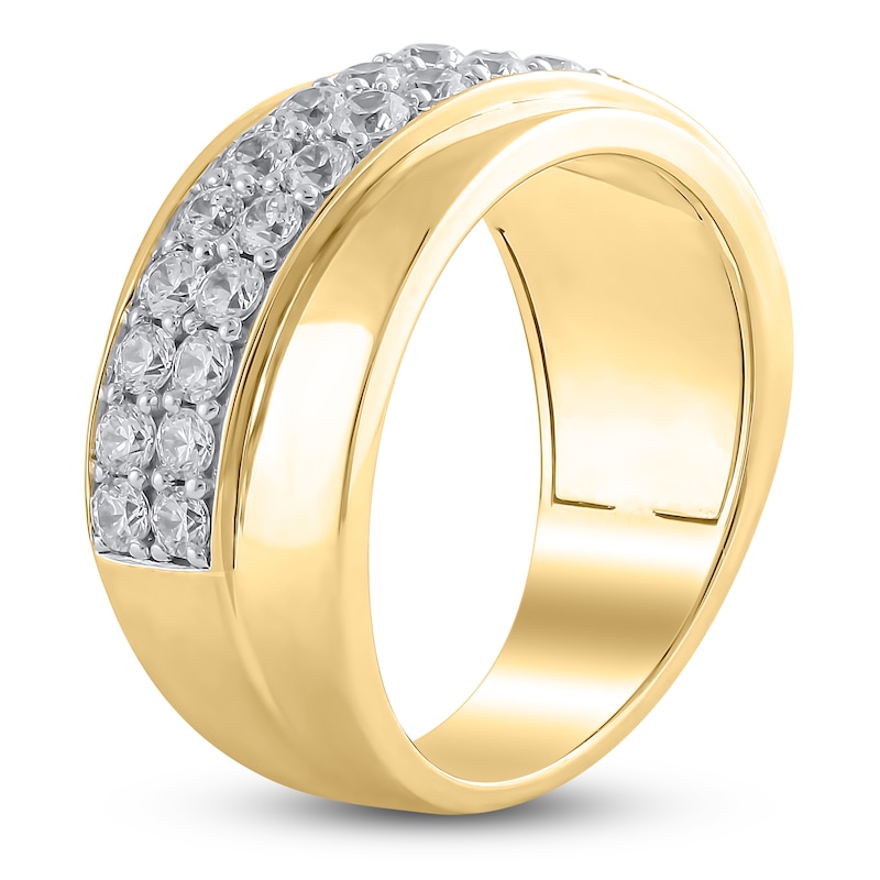 Main Image 2 of Lab-Grown Diamond  Men's Diagonal Two-Row Ring 1-1/2 ct tw 14K Yellow Gold