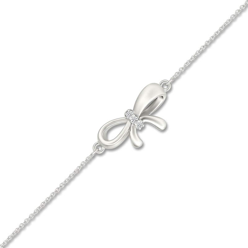 Main Image 2 of Diamond Accent Bow Bracelet Sterling Silver 7.75"