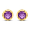 Thumbnail Image 1 of Natural Amethyst Rope Twist Frame Earrings Sterling Silver & 10K Yellow Gold