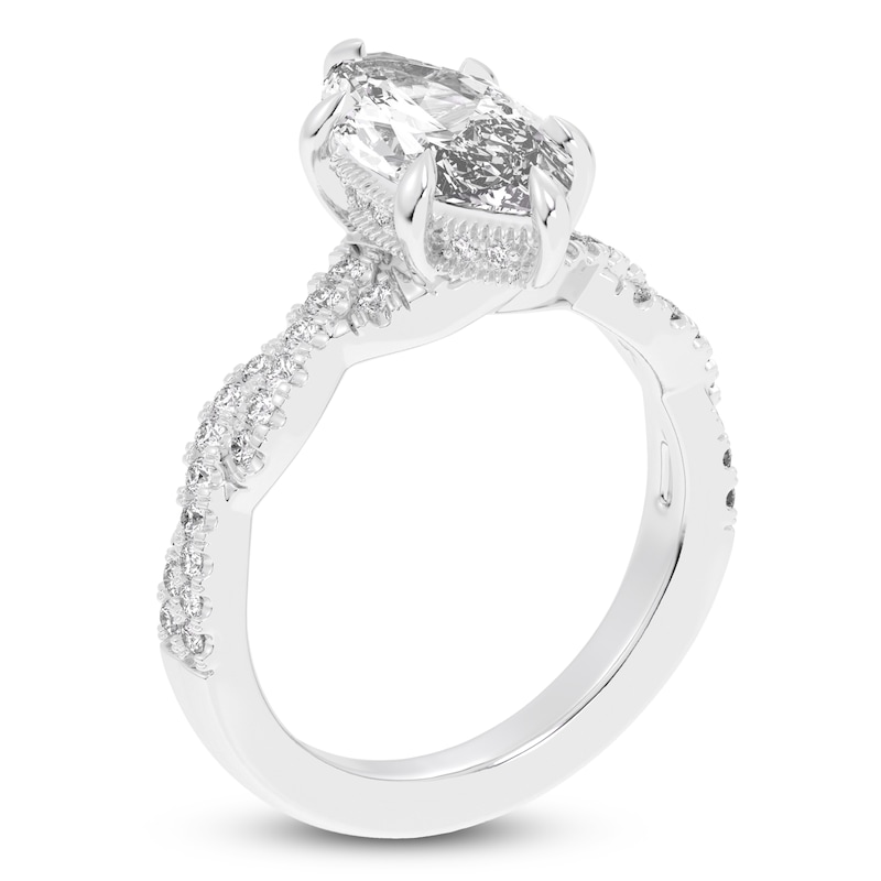 Main Image 2 of Marquise-Cut Lab-Grown Diamond Twist Engagement Ring 2-1/3 ct tw 14K White Gold