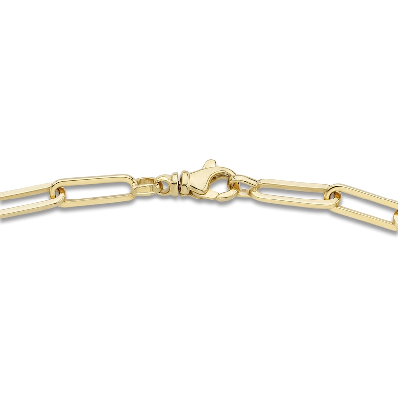 Main Image 2 of Solid Engravable Five-Bar Paperclip Chain Necklace 14K Yellow Gold 18" 5mm