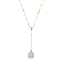 Shy Creation Multi-Diamond Y-Drop Necklace 1/2 ct tw 14K Yellow Gold 18" JR55011947