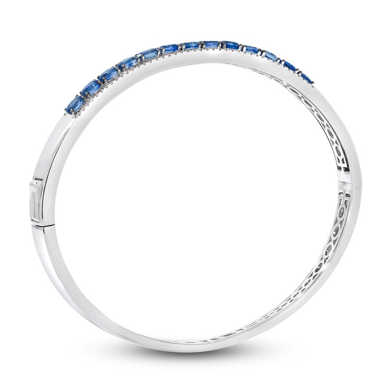 Main Image 2 of Le Vian Oval-Cut Natural Blue Sapphire Bangle Bracelet 1/2 ct tw Diamonds 14K Vanilla Gold