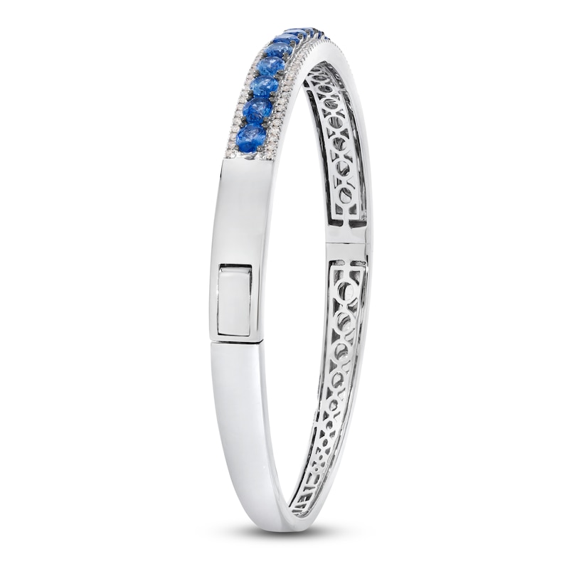 Main Image 3 of Le Vian Oval-Cut Natural Blue Sapphire Bangle Bracelet 1/2 ct tw Diamonds 14K Vanilla Gold