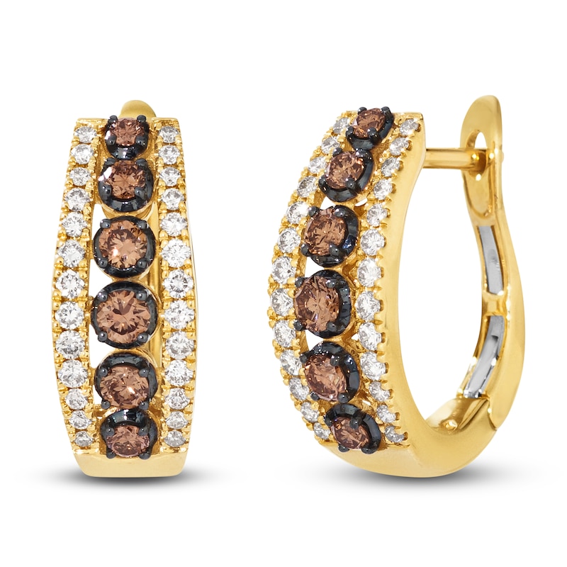 Main Image 2 of Le Vian Diamond Graduated Hoop Earrings 1 ct tw 14K Honey Gold