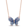 Thumbnail Image 1 of Le Vian Denim Ombré Sapphire Butterfly Necklace 14K Strawberry Gold 18"