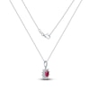 Thumbnail Image 2 of Oval-Cut Natural Ruby & Diamond Starburst Halo Necklace 1/5 ct tw 14K White Gold 18"