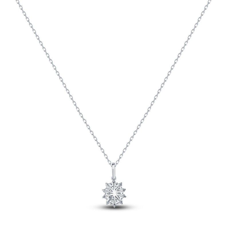 Main Image 3 of Oval-Cut Natural Ruby & Diamond Starburst Halo Necklace 1/5 ct tw 14K White Gold 18"