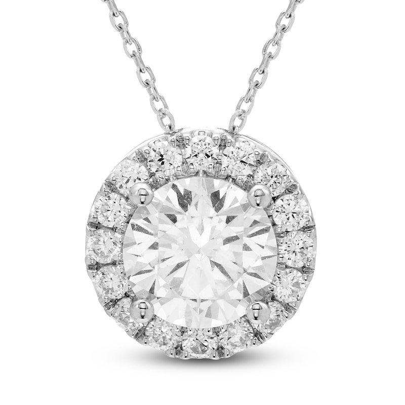 Main Image 1 of Jared Signature Diamond Halo Necklace 3 ct tw 14K White Gold 18"