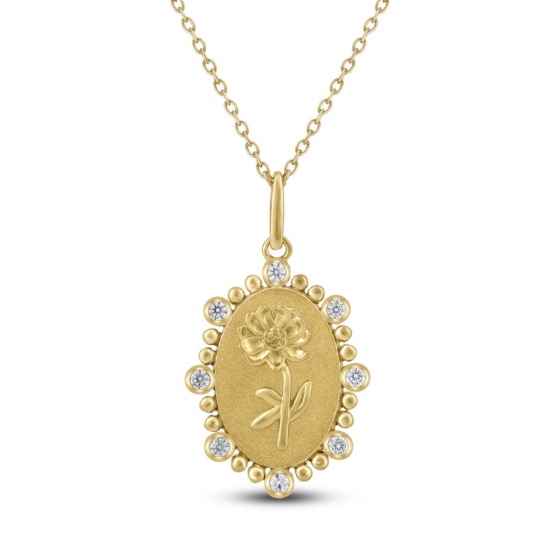 Main Image 1 of Chrysanthemum Birth Flower Diamond Necklace 1/4 ct tw 10K Yellow Gold 18"