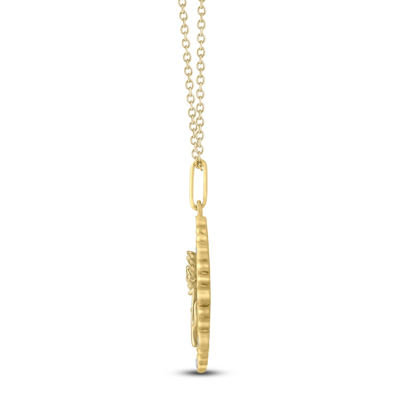 Main Image 3 of Chrysanthemum Birth Flower Diamond Necklace 1/4 ct tw 10K Yellow Gold 18"
