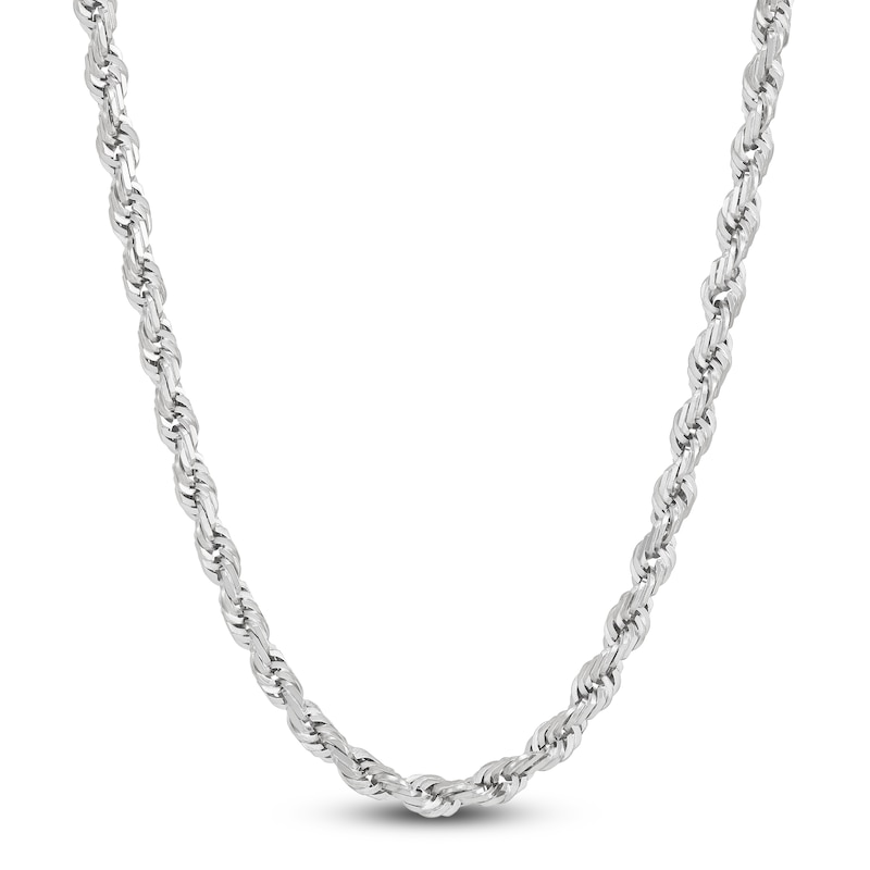 Main Image 1 of Solid Glitter Rope Chain 3.8mm 14K White Gold 22"