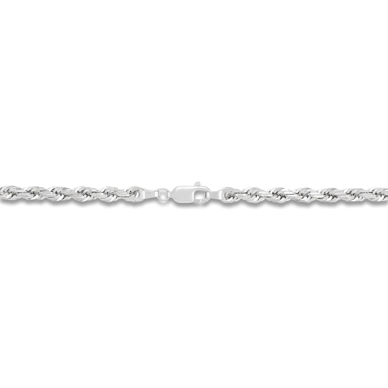 Main Image 3 of Solid Glitter Rope Chain 3.8mm 14K White Gold 22"