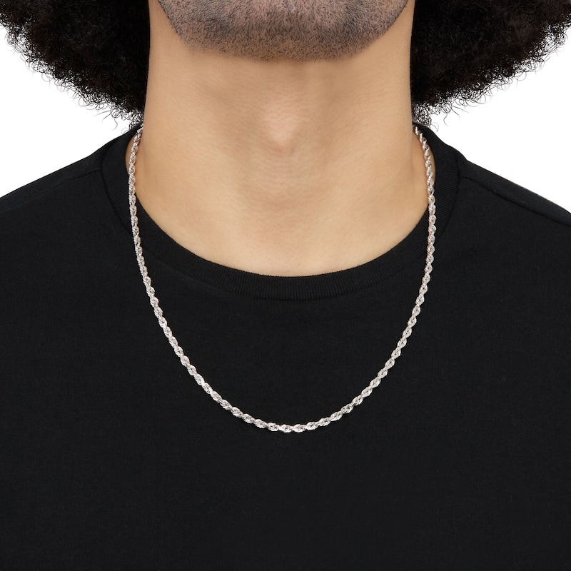 Main Image 5 of Solid Glitter Rope Chain 3.8mm 14K White Gold 22"