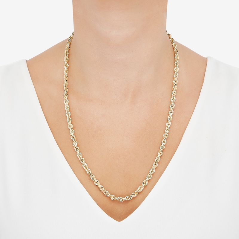 Main Image 3 of Solid Glitter Rope Chain Necklace 5.5mm 10K Yellow Gold 24"