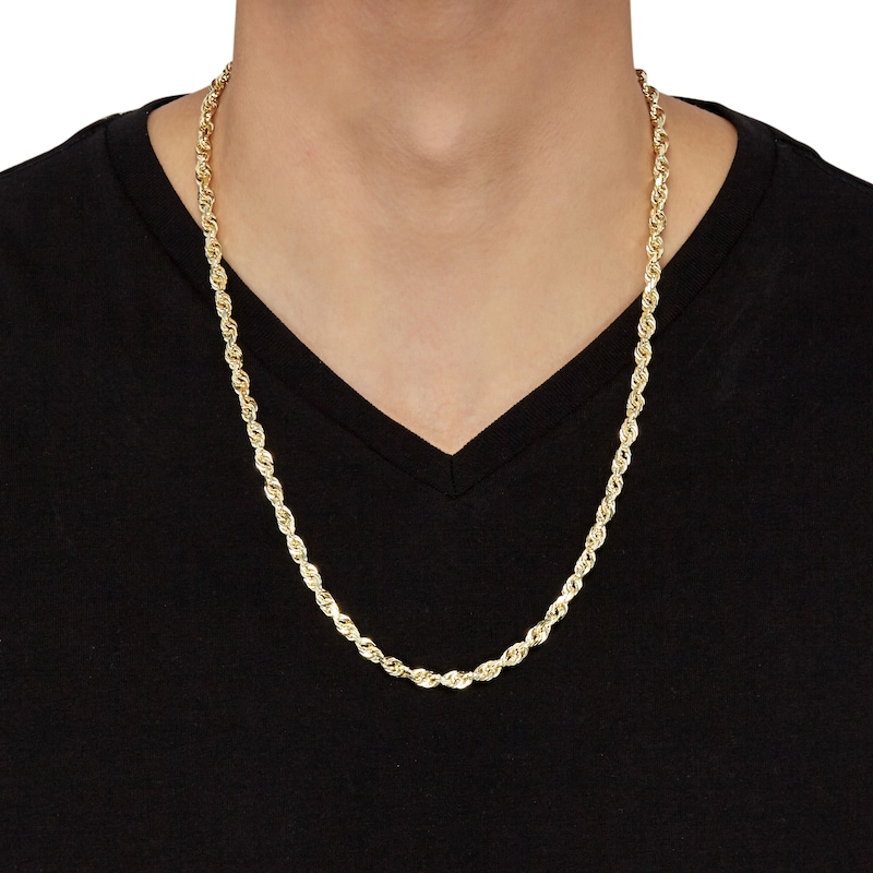 Main Image 4 of Solid Glitter Rope Chain Necklace 5.5mm 10K Yellow Gold 24"