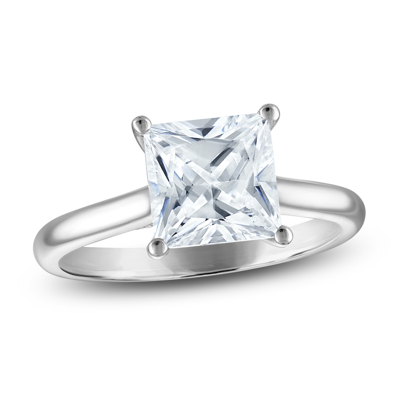 Main Image 1 of Princess-Cut Lab-Created Diamond Solitaire Plus Engagement Ring 2-5/8 ct tw Platinum (VS2/F)
