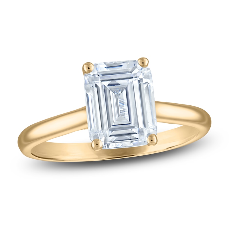 Main Image 1 of Emerald-Cut Lab-Grown Diamond Solitaire Plus Engagement Ring 2 ct tw 18K Yellow Gold (VS2/F)