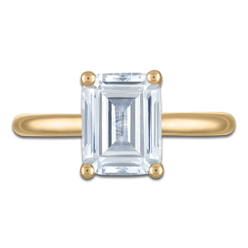 Main Image 3 of Emerald-Cut Lab-Grown Diamond Solitaire Plus Engagement Ring 2 ct tw 18K Yellow Gold (VS2/F)